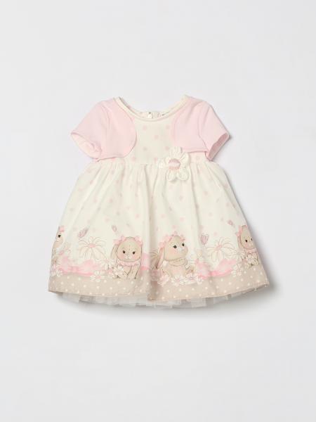 Monnalisa Girl's Polka Dot and Graphic Print Short-Sleeved Dress