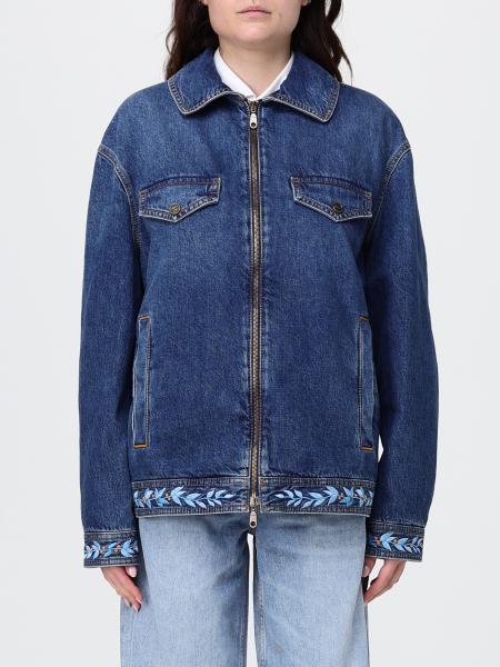 Etro Cropped Embroidered Cotton Denim Jacket with Zip Closure