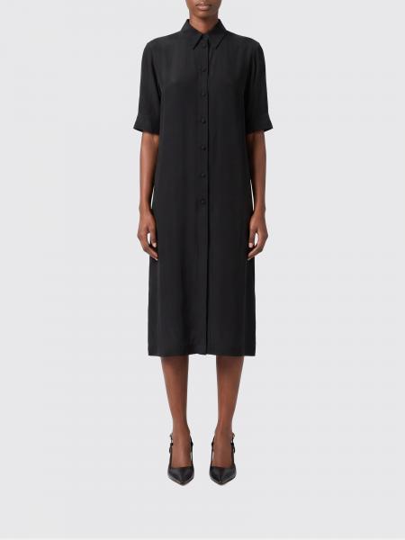 Jil Sander Midi Shirt Dress in Viscose with Short Sleeves and Classic Collar