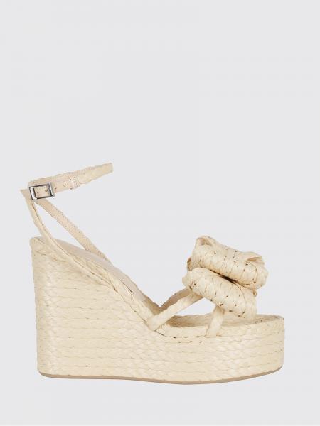 Mach&Mach Le Cadeau Bow Raffia Wedge Sandals with Bow and Platform