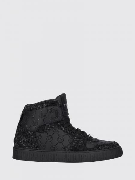 Philipp Plein Leather Sneakers with Applied Rhinestones