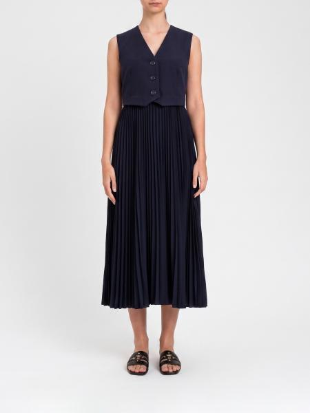 Vestido midi de crepé plisado Twinset