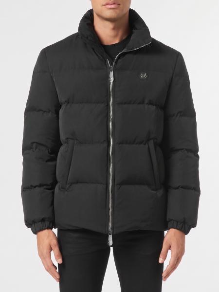Nylon Down Jacket with Logo and Slogan Philipp Plein