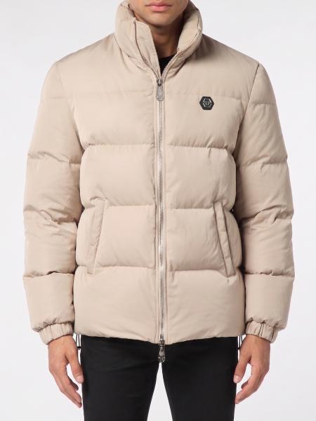 Nylon Down Jacket with Logo and Slogan Philipp Plein