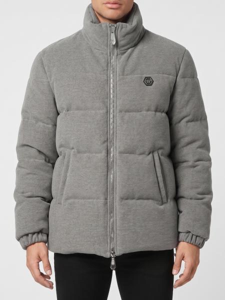 Wool Down Jacket with Logo and Slogan Philipp Plein