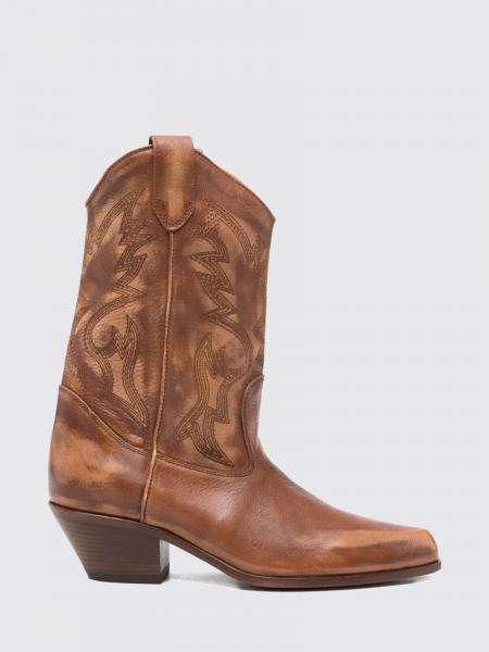 Vic Matié Leather Boots with Contrast Stitching
