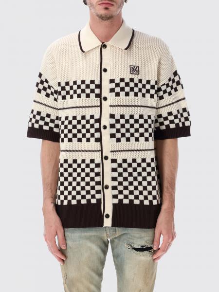 Amiri Checked Wool Knit Polo Cardigan