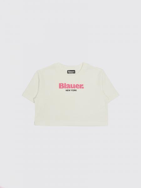 Stretch Cotton Crew Neck T-Shirt with Logo Blauer