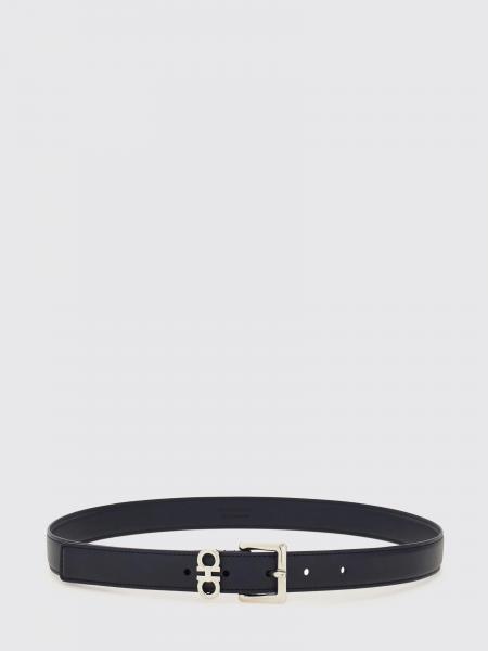 Verstellbarer Gancini-Gürtel Ferragamo aus blauem Glattkalbsleder