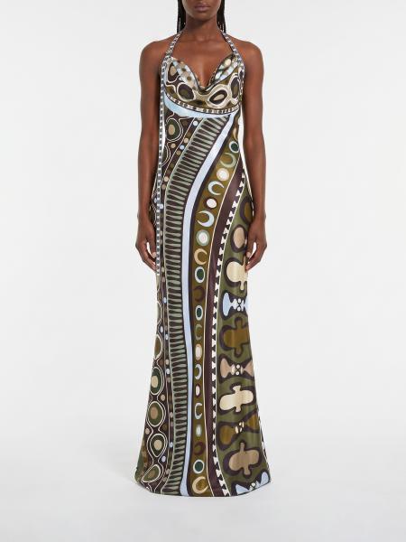 Langes Kleid aus bedrucktem Seidenmischgewebe von Pucci