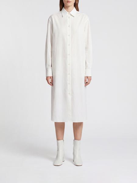 Midi Chemisier Dress Jil Sander in Cotton with French Collar and Long Sleeves