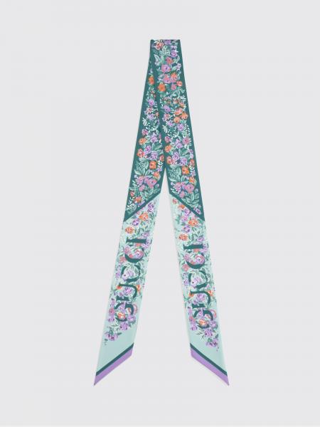 Rectangular Silk Bandeau Gucci With a Floral and Contrasting Logo Print