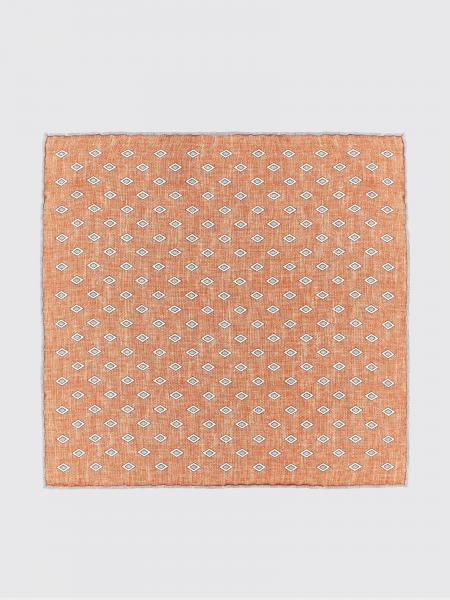 Brunello Cucinelli Silk Pocket Square with Diamond and Check Pattern