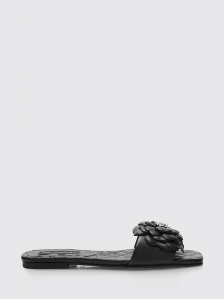 Philipp Plein Leather Slide Sandals with Floral and Skull Appliqué