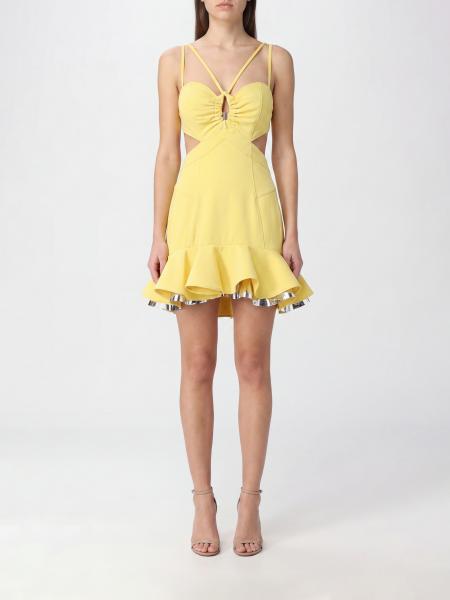 Rabanne Cut-Out Viscose Long Evening Gown with Square Neckline