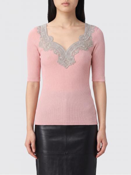 Maglia a coste CHLOÉ slim fit in lana con scollo a V e ricami
