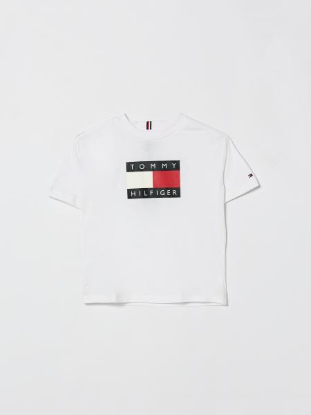 Camiseta de cuello redondo para niño Tommy Hilfiger de algodón con maxilogo frontal