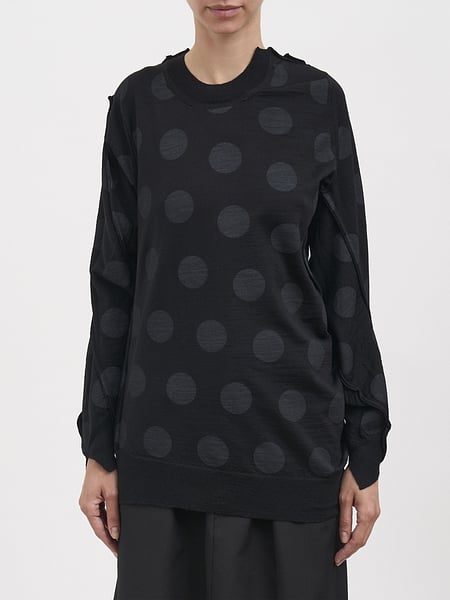 Polka-Dot Pure Wool Crewneck Jumper JUNYA WATANABE with Asymmetric Hem
