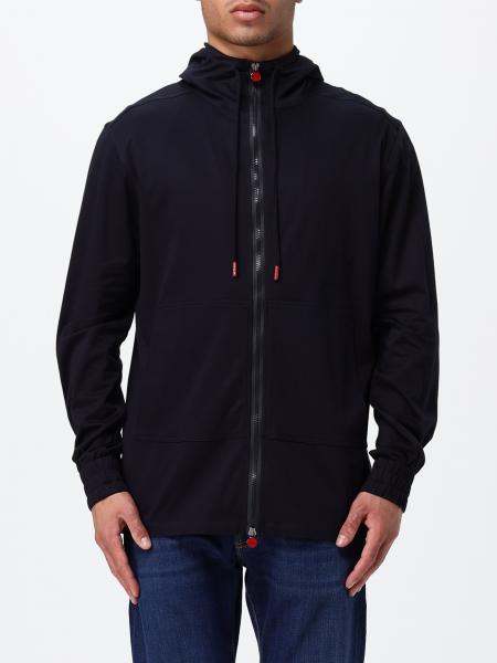 Kiton Cotton Zip-Up Hoodie with Enameled Logo
