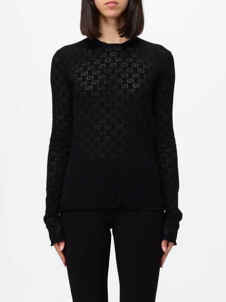 Gucci Sheer GG Monogram Crêpe Top with Long Sleeves