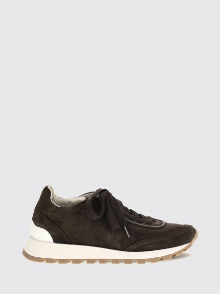 BRUNELLO CUCINELLI 모닐리 장식 스웨이드 카프스킨 로우탑 스니커즈