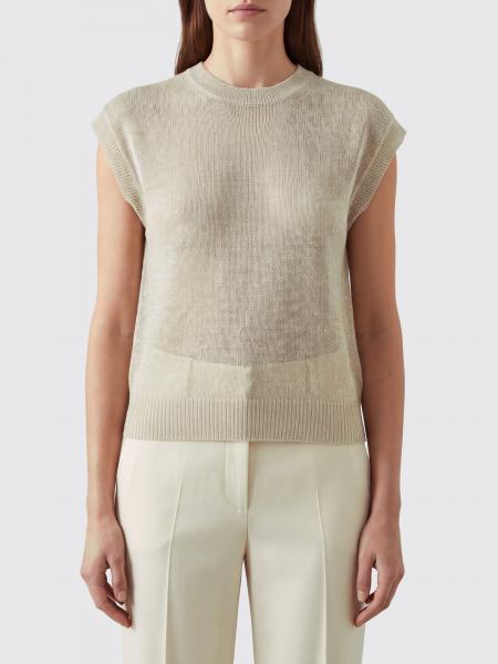 Sleeveless Wool Crewneck Top BRUNELLO CUCINELLI with Dropped Shoulders