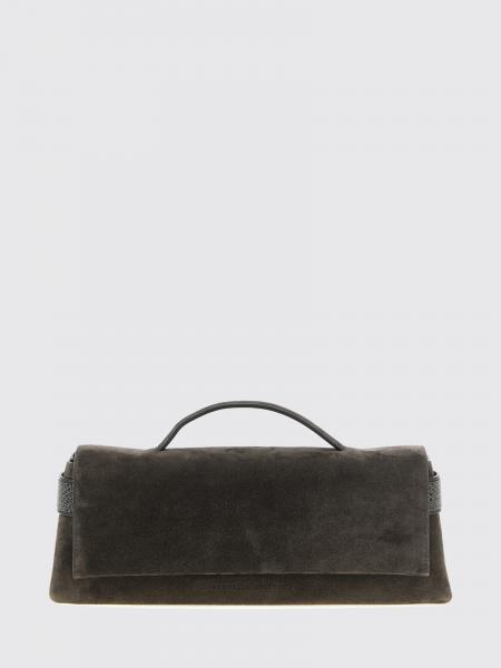 Pochette Brunello Cucinelli en veau velours avec décoration Monili