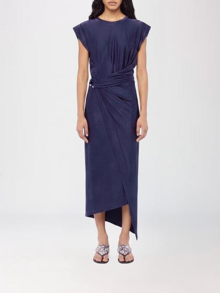 Asymmetrical Draped Jersey Rabanne Midi Dress