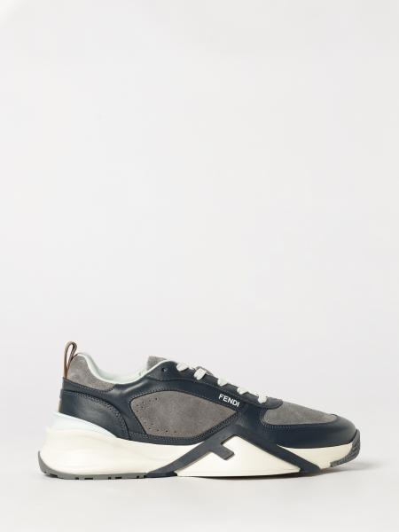 Fendi Flow Low-Top Sneakers in Suede and Smooth Calf Leather