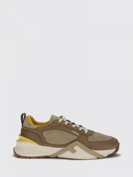 Fendi Flow Low-Top Sneakers in Suede and Smooth Calf Leather