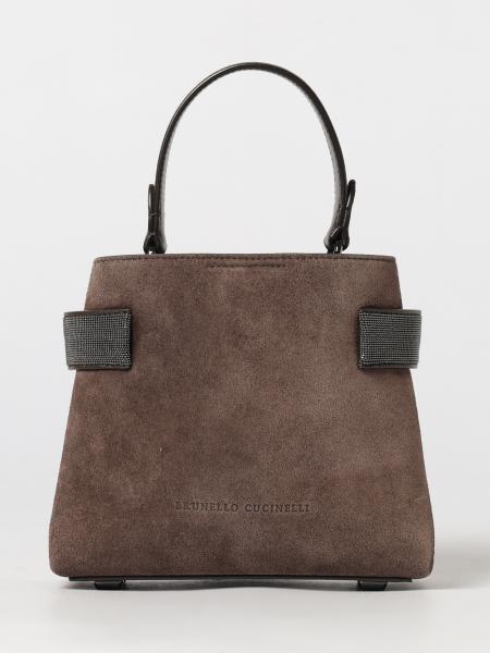 Brunello Cucinelli Small Suede Handbag with Monili Embellishment