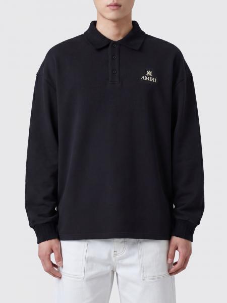 Relaxed Fit Long-Sleeve Cotton-Blend Polo Amiri with Contrast Logo
