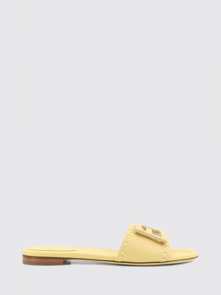 Baguette Flat Sandals Fendi in Grained Calfskin with FF Monogram