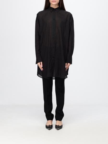 Toteme Oversized Cotton Shirt with Monogram Print and Dropped Shoulders