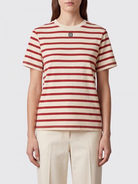 Striped Slim Fit T-Shirt Tory Burch in Cotton with Double T Logo