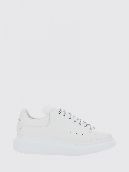 McQueen Oversize Calf Leather Sneakers with Contrasting Heel and Laminated Logo