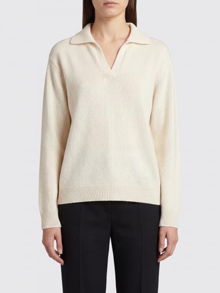 Polo in maglia di puro cashmere Valentino con scollo a V e maniche lunghe