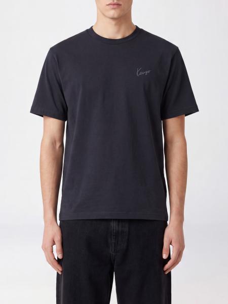 Kenzo Short-Sleeved Cotton T-Shirt with Contrast Embroidered Logo