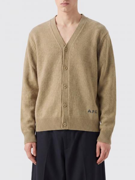V-Neck Pure Wool Cardigan A.P.C. with Contrast Logo
