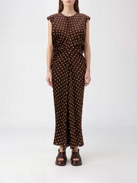 Marni Polka-Dot Silk-Blend Midi Tunic with Padded Shoulders and Tie Closure