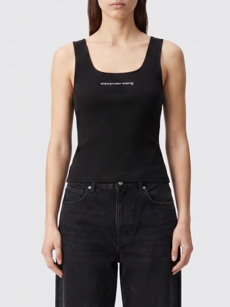 Alexander Wang Slim Fit Stretch Technical Fabric Top with Square Neckline
