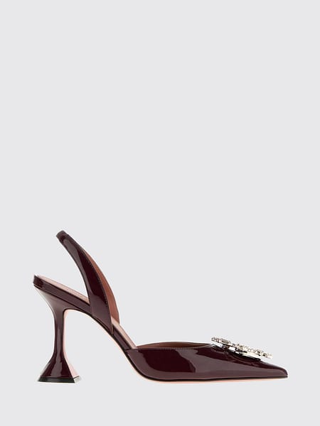 Begum Satin Slingback Pumps Amina Muaddi with Jewel Buckle and Flared Heel