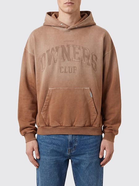 REPRESENT カンガルーポケットとロゴプリント付き コットンフーディ