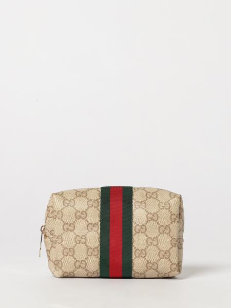 Gucci Travel Beauty Case in GG Supreme Fabric with Web Stripe