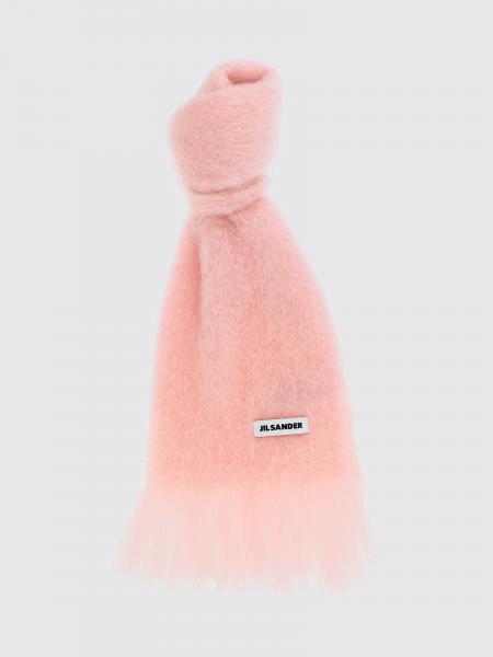 Fringed Mohair Wool Blend Scarf Jil Sander with Applied Logo Patch