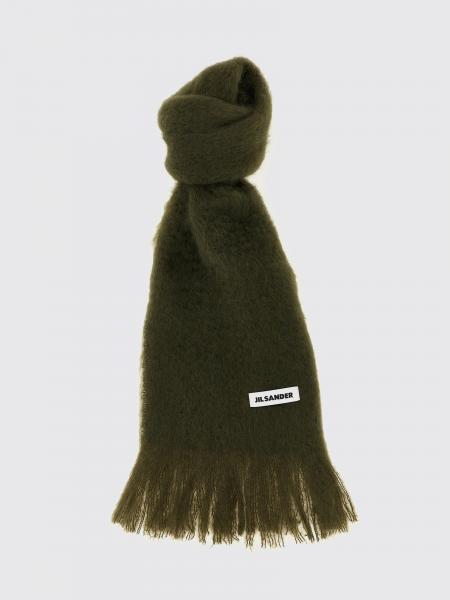Fringed Mohair Wool Blend Scarf Jil Sander with Applied Logo Patch