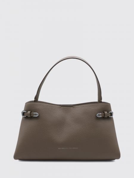 BRUNELLO CUCINELLI 皮革扁平提手磁扣单肩包
