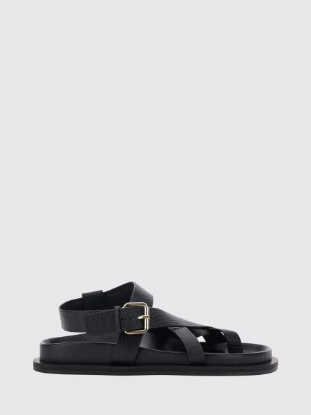 Lizard-Effect Leather Thong Sandals A.EMERY with Ankle Strap