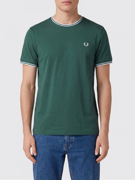 Fred Perry Slim Fit Cotton T-shirt with Contrast Trims and Embroidered Logo