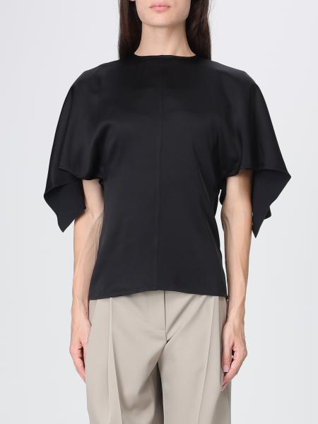 Crewneck Blouse Stella McCartney in Satin with Short Sleeves and Tie Fastening